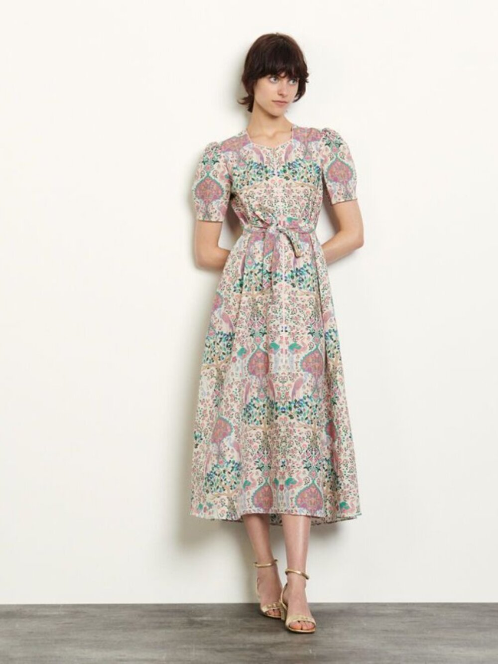 Sandro Irya Floral-print Pink Green Patterned Maxi Long Printed Dress Size 36 FR